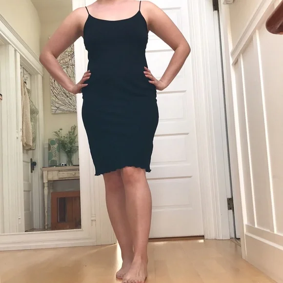 Weston Wear | Dresses | Weston Wear Sz M Black Mesh Slip Dress Spaghetti  Straps 2 Layer Lettuce Edge | Poshmark
